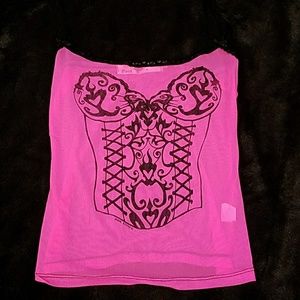 Punk kitty sheer pink top